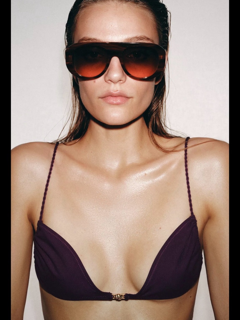 Zara Deep Plum Triangle Bra Top